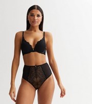 New Look Black Floral Lace Diamante Boost Push Up Bra